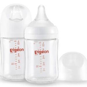 Pigeon Glass Baby Bottles 5.4oz Wide Neck Anti-Colic SS Nipples